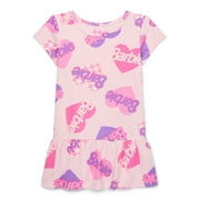Barbie Toddler Girls Short Sleeve Drop Waist All Over Print Dress, Sizes 12M-5T
